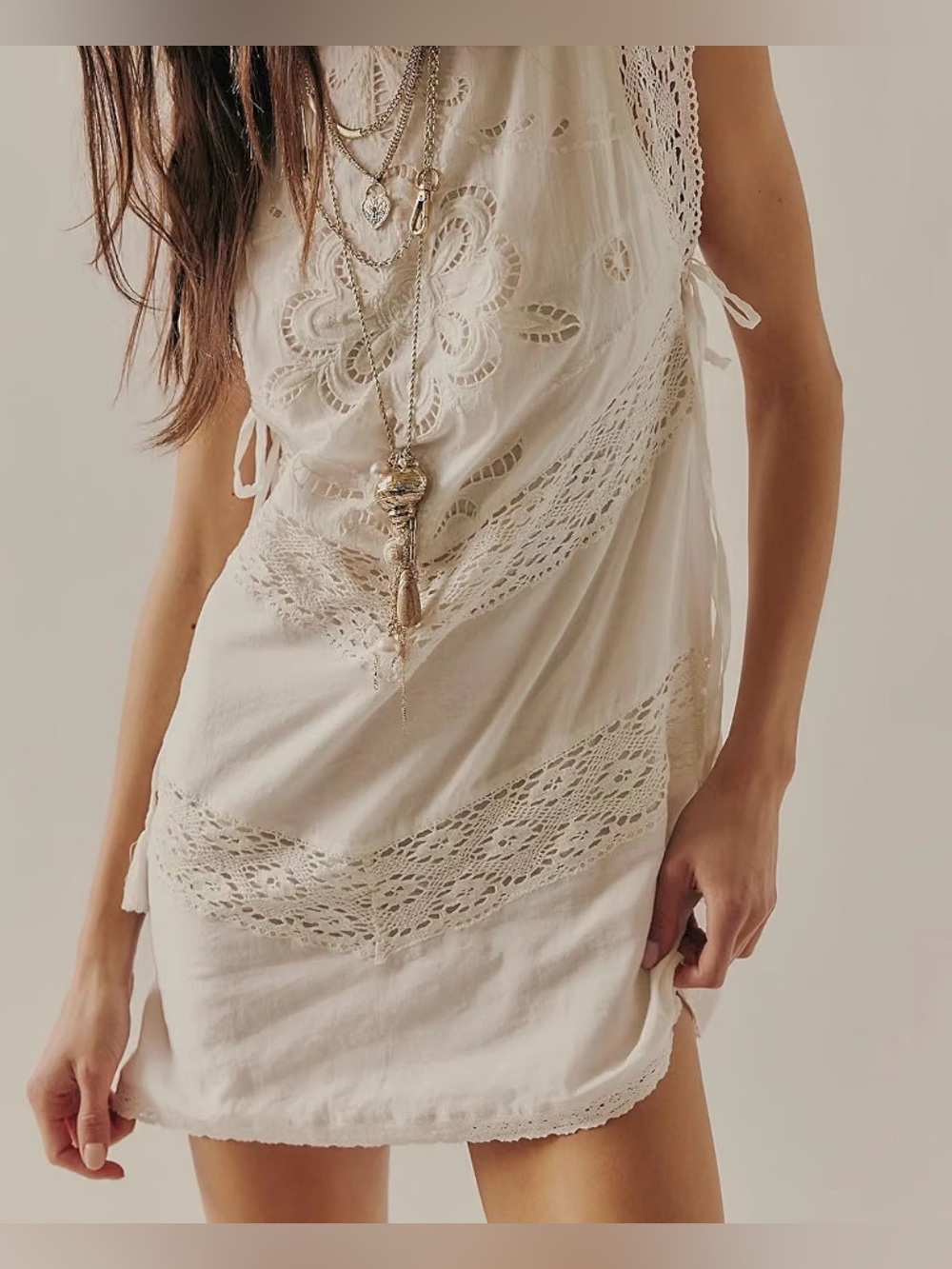 Boho Embroidered Mini Dress